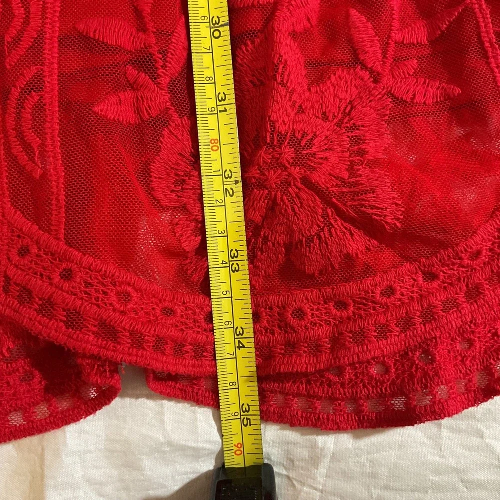 Altar'd State Red Floral Lace Embroidered Mesh Mini Dress M Coquette Whimsigoth
